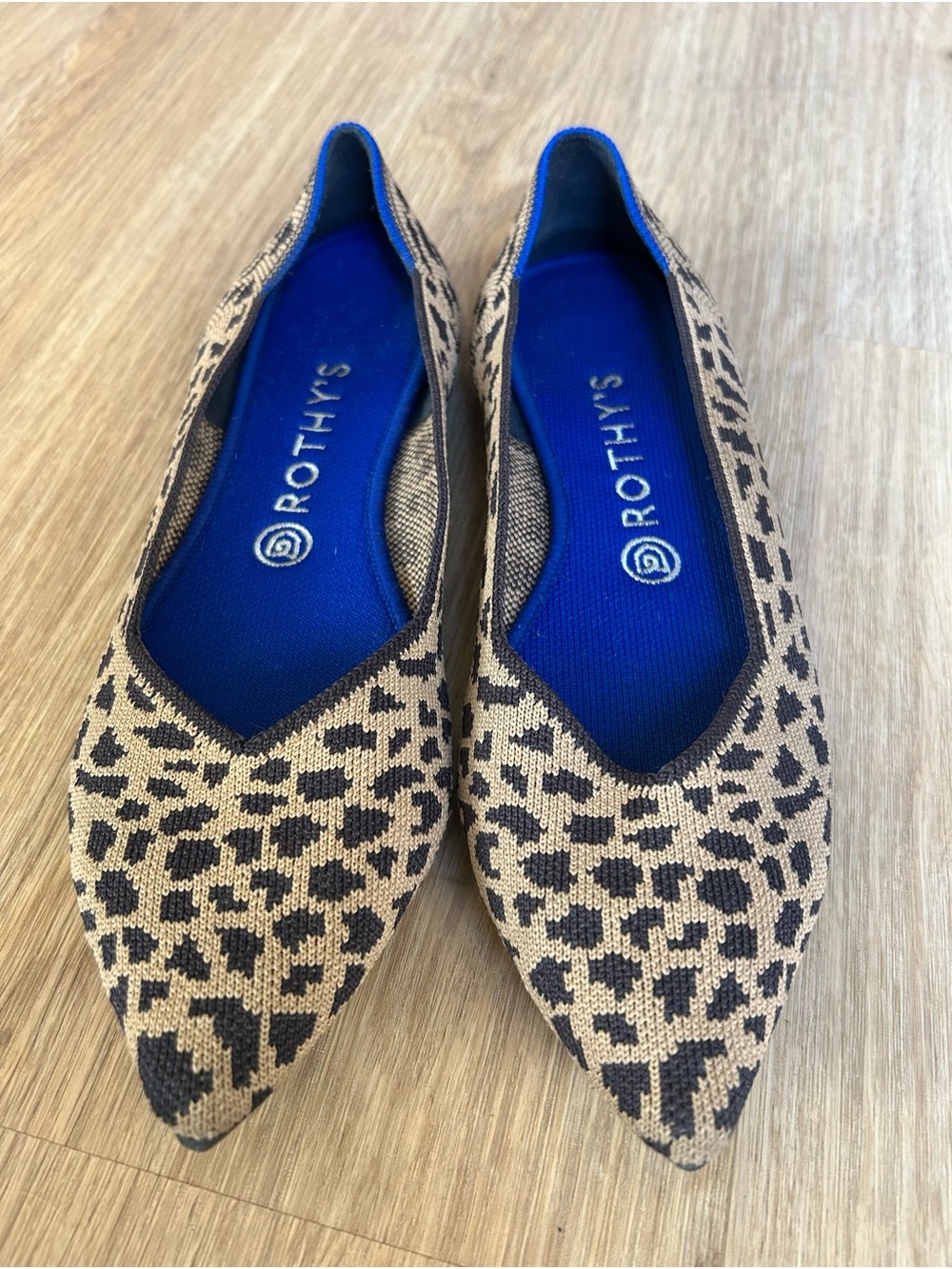 Rothy's Rare OG Leopard-Print Pointed Flats in Tan and Black